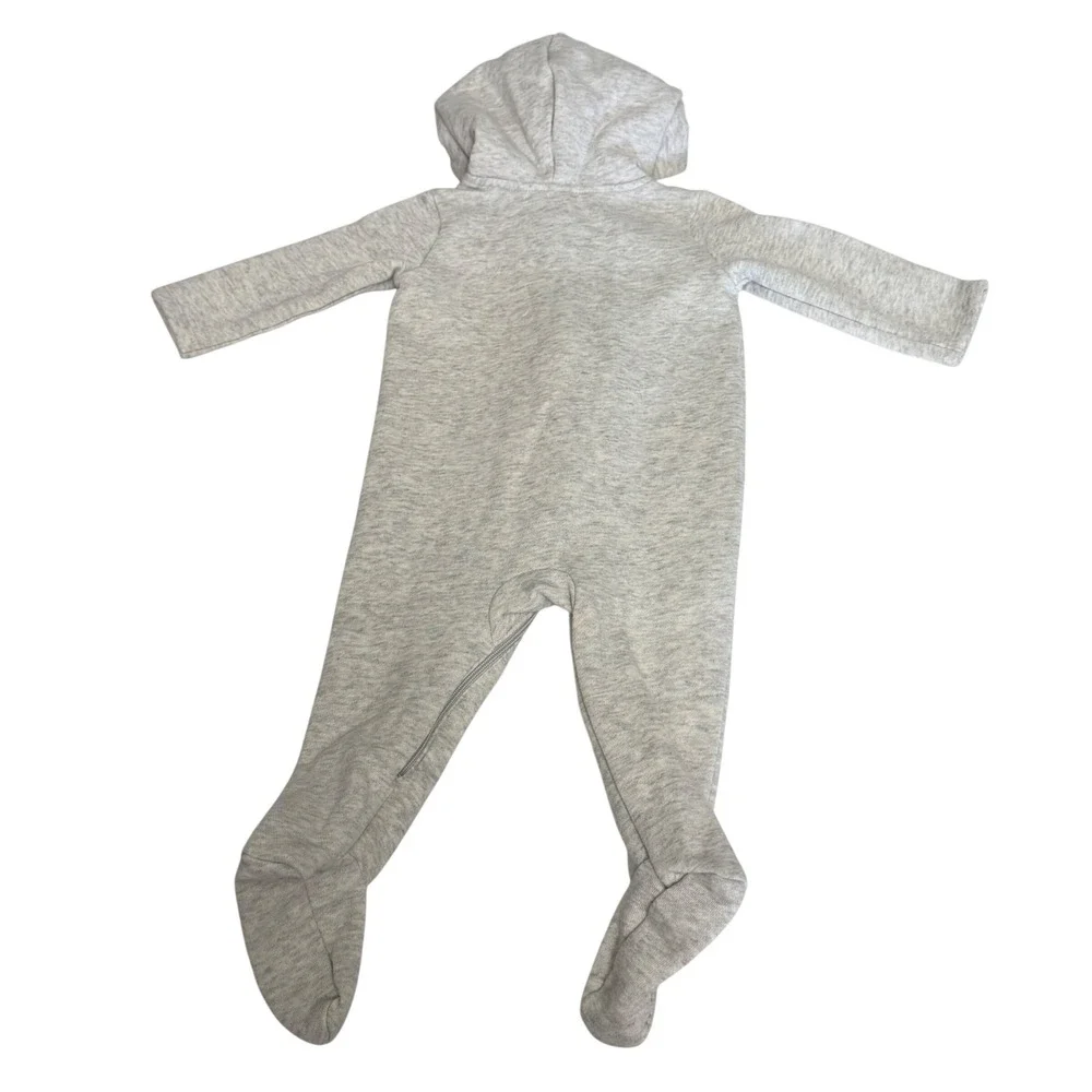 Gymboree Baby Girl Gray Pink Cat Hooded Footie Romper 6-9 Months Woodland Fleece
